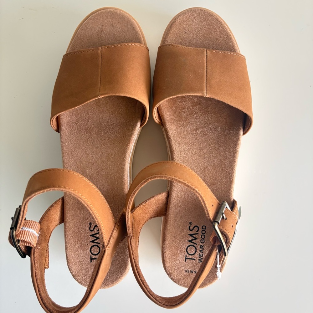 NIB Toms Diana Leather Wedge Sandal Size 9.5 - Picture 7 of 10